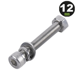 DMT 950-5080-124 1 Tornillo Allen Milimetrico de Acero Inoxidable M8-1.25 x 12/ Con 1 Tuerca 1 Arandela de Presion y 1 Plana / Para Montajes de Modulos Foto Voltaicos .