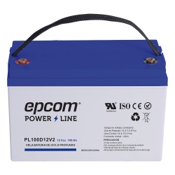 EPCOM POWERLINE PL100D12V2 Batería AGM de Ciclo Profundo / 12 V 100 Ah / Sellada VRLA Sin Mantenimiento / Terminales T4 / Certificación UL