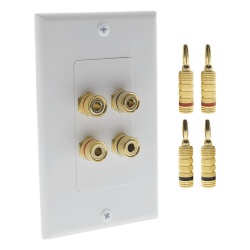 EPCOM PROAUDIO EPWP2SKIT Placa de Pared para Altavoz / 2 Altavoces / 4 Postes Banana / Conectores Chapados en Oro / 75 x 115 x 15 mm / Sin Soldadura