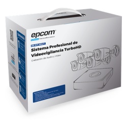 EPCOM PROFESSIONAL B8-KIT-MIC/T (MICROFONO Integrado + Deteccion de Movimiento 2.0) Kit TurboHD 1080p Lite / DVR 4 canales / Audio por Coaxitron / 4 Camaras Bala de Metal con Microfono Integrado