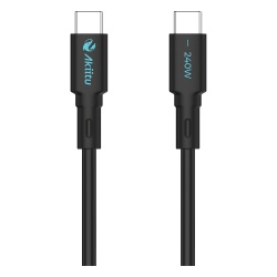 EZVIZ AK-PAC24SM-S Cable de Carga USB-C a C / 1 Metro (3.28 Pies) / Tecnologia GaN (Nitruro de Galio) / Fast-Charging / Potencia 240W / Velocidad Transferencia 480 Mbps / Material / Conector Aluminio