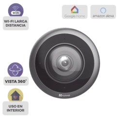 EZVIZ CS-E4P Camara WiFi Panoramica Fisheye 360Â° / Resolucion 3K+ / Vision Nocturna IR 10m / Deteccion IA Humana / Doble Banda 2.4-5GHz / Audio Bidireccional / Almacenamiento MicroSD 512GB / H.265