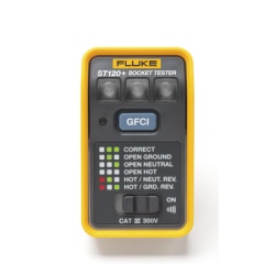 FLUKE ST120+ Probador de Tomacorriente Electrico Estandar o GFCI con Senal Acustica Con LEDs de Alto Brillo y Grafico Incluido Para Verificar Rapida y Facilmente el Cableado
