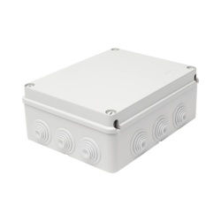 GEWISS GW-44-008 Caja Estanca de PVC Para Derivacion y Conexion 12 Entradas Tapa Atornillada 240x190x90 mm (Area interna) Uso Exterior IP55 Material que no Propaga el Fuego y Libre de Halogenos