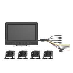 HIKVISION AE-VD2501A-A Sistema de Monitoreo Vehicular / 4 Cámaras 1080p / IP68 / LCD 7" / Micro SD 64 GB (Expandible 512 GB) / Ángulo 103° / Grabación por Sobreescritura