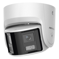 HIKVISION DS-2CD2346G2P-ISU/SL(C) Cámara Turret IP / 4 Megapixel / Dual Lente 2.8 mm / Panorámica 180° / IR 30 m (98.4 ft) / IP67 / Audio Bidireccional / AcuSense / WDR 120 dB