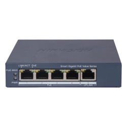HIKVISION DS-3E1505P-EI/M Switch PoE+ Gigabit / 4 Puertos PoE+ / 1 Puerto Uplink / Monitoreable / Alcance Extendido 300 m (984.3 ft) / 45 W / Gestión Cloud