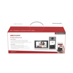 HIKVISION DS-KIS604-P(C) Kit de Videoportero IP PoE Estandar con llamada a App de Smartphone (Hik-Connect) / Apertura con Tarjeta MIFARE / Frente de calle IK08 & IP65 / Soporta 2 puertas