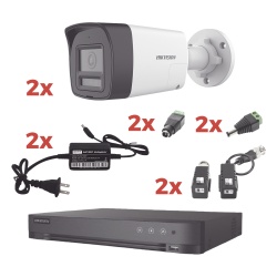 HIKVISION KH-1080P-2B-TWA Kit de Videovigilancia TurboHD / DVR 4 Canales / 2 Cámaras Bala 2MP / Audio Bidireccional / Dual Light 30 m (98.4 ft) / IP67