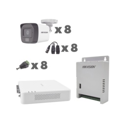 HIKVISION KH1080P8BFH KIT TurboHD 1080p / DVR 8 Canales con audio por coaxitron / 8 Camaras con Microfono Integrado 101Â° Vision/ luz blanca + IR vision nocturna / Transceptores / Conectores / Fuente