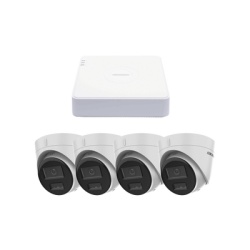 HIKVISION KIPCV2M/4T Kit IP 1080p (2 Megapixel) / NVR de 4 Canales con 4 Puertos PoE / 4 Camaras IP Turret con Microfono Integrado / ColorVu y ACUSENSE Lite
