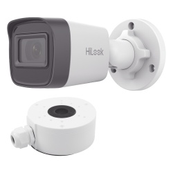 HiLook by HIKVISION IPC-B141H-C/XSP HiLook Series / Bala IP 4 Megapixel / 20 mts IR / Exterior IP67 / PoE / dWDR / Lente 2.8 mm + Caja de conexion DS-1280ZJ-XSP