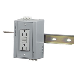 HUBBELL HUB-DRUB-GFI15 Caja Utilitaria para Montaje en Riel Din con Contacto Duplex de 15 A 125 V / Nema 5-15R / Gris.