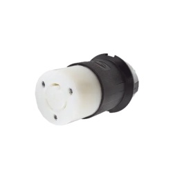 HUBBELL HUB-HBL-2313 Conector Industrial con Bloqueo de Media Vuelta / 20 A 125 V CA / 2 Polos 3 Hilos / Nema L5-20R / Color Blanco y Negro.
