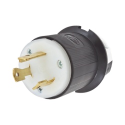 HUBBELL HUB-HBL-2611 Clavija Industrial con Bloqueo de Media Vuelta / 30 A 125 V CA / 2 Polos 3 Hilos / Color Blanco y Negro / Nema L5-30P.