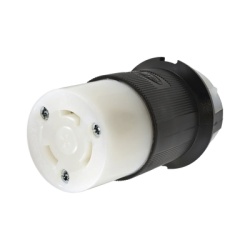 HUBBELL HUB-HBL-2623 Conector Industrial con Bloqueo de Media Vuelta / 30 A 250 V CA / 2 Polos 3 Hilos / Color Blanco y Negro / Nema L6-30R.