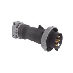 HUBBELL HUB-HBL-460-P5W Enchufe Macho Pin and Sleeve Trifasico / 60 A 600 VCA 3 Fases / 3 Polos 4 Hilos / Hermetico / Grado Industrial / Color Negro.