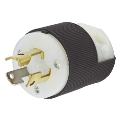 HUBBELL HUB-HBL-4720C Clavija Industrial con Bloqueo de Media Vuelta / 15 A 125 V CA / 2 Polos 3 Hilos / Color Blanco y Negro / Nema L5-15P.