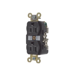 HUBBELL HUB-HBL-5262BK Contacto Duplex 15 A 125 V / 2 Polos 3 Hilos/ Color Negro / Nema 5-15R / Grado Industrial.