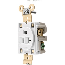 HUBBELL HUB-HBL-5361-W Contacto Sencillo / 20 A 125 V / 2 Polos 3 Hilos / Nema 5-20R / Color Blanco / Grado Industrial.