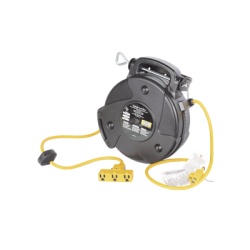 HUBBELL HUB-HBL-C40-123-TT Carrete de Cable comercial (12/3 rudo) para 125 V CA 12.2 m de longitud con salida triple de 15 A.