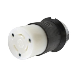 HUBBELL HUB-HBL2613 Conector Industrial con Bloqueo de Media Vuelta / 30 A 125 V CA / 2 Polos 3 Hilos / Color Blanco y Negro / Nema L5-30R.