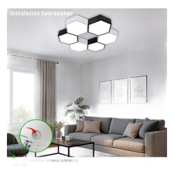 JWJ JLCR-2008-B Luminaria LED Poligonal / 18 W / 1 800 lm / 6 500 K / 140° / Sobreponer o Suspendido / 230 x 80 mm - Img 6