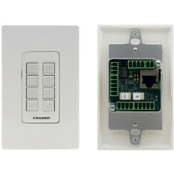 KRAMER RC-308/US-D(W/B) Botonera de Control 8 Botones | PoE | Puertos RS-232, RS-485, IR, Relés, GPI/O | K-NET | Programable con K-Config | Instalación en Caja 1-Gang