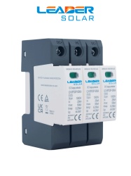 LEADER Protector de Descargas Atmosféricas 3 Polos 1000 Vcc - SPD de corriente continua diseñado para sistemas fotovoltaicos 40 kA 3 Polos / Montaje en riel Din / -40 °C a 80°C