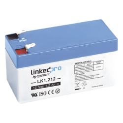 LINKEDPRO BY EPCOM LK1.212 Bateria de respaldo 12V | 1.2 Ah | AGM | Especial para seguridad electronica | UPS | Sistemas de Emergencia | Vida util 5 anos | Terminales F1 + Adaptador F2