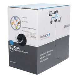 LINKEDPRO BY EPCOM PRO-CAT-5E-V2 Bobina de Cable de 305 Metros (1000 Pies) Cat5e Alto Desempeno de Color Gris UL para Aplicaciones en Video Vigilancia Redes de Datos. Uso Interior