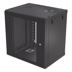 LINKEDPRO SR-1912-LH2G Gabinete de Pared de 12U con Puerta de Cristal Templado 479.5 mm de Profundidad Rack de 19 Acero Reforzado Color Negro.