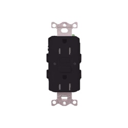 LUTRON ELECTRONICS CAR-15-GFST-BL-S Tomacorriente GFCI autocomprobante de 15 A y 125 V resistente a manipulaciones con indicadores LED de estado y falla color negro