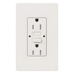 LUTRON ELECTRONICS CAR15GFSTHWH Tomacorriente duplex GFCI autocomprobable de 15 A 125 V con proteccion clase A contra fallas a tierra resistente a manipulaciones estilo Designer Claro