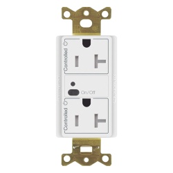 LUTRON ELECTRONICS CAR2S20DTRWH Receptaculo inalambrico de 20 A tipo duplex con ambos contactos controlados tecnologia Clear Connect para sistema Vive de Lutron color blanco