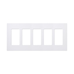 LUTRON ELECTRONICS CW5WH Placa de pared Claro de 5 espacios sin tornillos visibles color blanco brillante para atenuadores apagadores y controles Pico Lutron