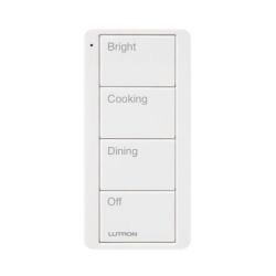 LUTRON ELECTRONICS PJ24BGWHP02 Control Pico inalambrico de 4 botones con escenas grabadas para cocina (Bright Cooking Dining y Off) compatible con Caseta Wireless y RA2 Select blanco brillante
