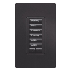 LUTRON ELECTRONICS RRDHN6BRLMN Teclado hibrido de pared 6 botones con atenuador de neutro integrado para RadioRA 2 acabado Midnight