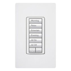 LUTRON ELECTRONICS RRDHN6BRLWH Teclado hibrido C?L de 6 botones con subir/bajar y atenuador integrado de 450 W (100 W en LED/CFL) requiere neutro para sistema RadioRA 2 color blanco
