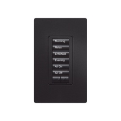 LUTRON ELECTRONICS RRDW6BRLBL Teclado de pared seeTouch de 6 botones mas subir y bajar retroiluminado para control de luces y cortinas por escenas en sistemas RadioRA 2 color negro