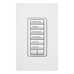 LUTRON ELECTRONICS RRDW6BRLWH Botonera de pared inalambrica de 6 botones con subir/bajar retroiluminada 120 V color blanco para el sistema de control de iluminacion RadioRA 2