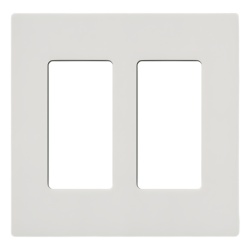 LUTRON ELECTRONICS SC2SW Placa de pared de 2 espacios sin tornillos visibles en acabado Snow satinado compatible con atenuadores e interruptores Lutron Maestro Diva Claro y controles Pico