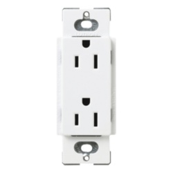 LUTRON ELECTRONICS SCR15SWL Tomacorriente duplex 15 A 125 V de la linea Claro y Satin Colors en color Snow para caja de pared estandar placa se vende por separado
