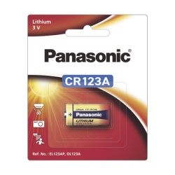PANASONIC CR123APA/1B Bateria de litio PANASONIC / 3 Vcc /1 550 mAh / Aplicacion en transmisores de alarma inalambricos/ Con empaque