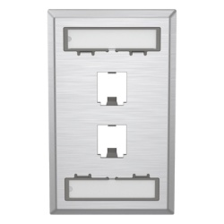 PANDUIT CFPL2SY Placa de Pared Vertical de Acero Inoxidable Salida Para 2 Puertos Mini-Com Con Espacios Para Etiquetas