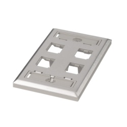 PANDUIT CFPL4SY Placa de Pared Vertical de Acero Inoxidable Salida Para 4 Puertos Mini-Com Con Espacios Para Etiquetas