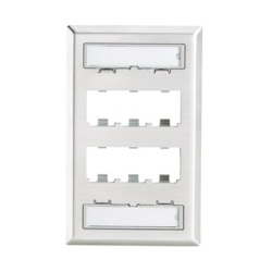 PANDUIT CFPL6SY Placa de Pared Vertical de Acero Inoxidable Salida Para 6 Puertos Mini-Com Con Espacios Para Etiquetas