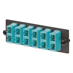 PANDUIT FAP6WAQDSCZ Placa Acopladora de Fibra Optica FAP Con 6 Conectores SC Duplex (12 Fibras) Para Fibra Multimodo OM3/OM4 Color Aqua