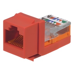 PANDUIT NK5E88MRDY Conector Jack Estilo Leadframe Tipo Keystone Categoria 5e de 8 Posiciones y 8 Cables Color Rojo