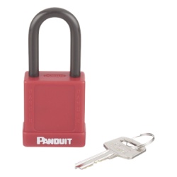 PANDUIT PSL-8 Candado de Bloqueo LOTO de Seguridad Dielectrico Con Llave Unica Diametro de 6.5 mm Color Rojo